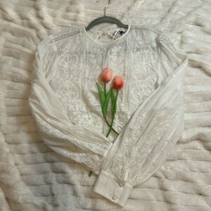 Elegant White Lace Women's Top